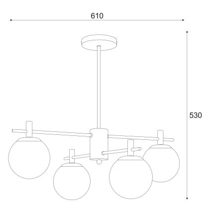 Lustră pe tijă LILOU 4xE14/5W/230V crom mat/fumuriu