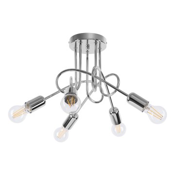 Lustră pe tijă LOOP 5xE27/15W/230V crom