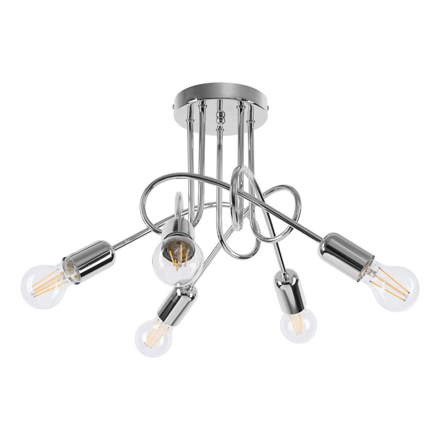 Lustră pe tijă LOOP 5xE27/15W/230V crom