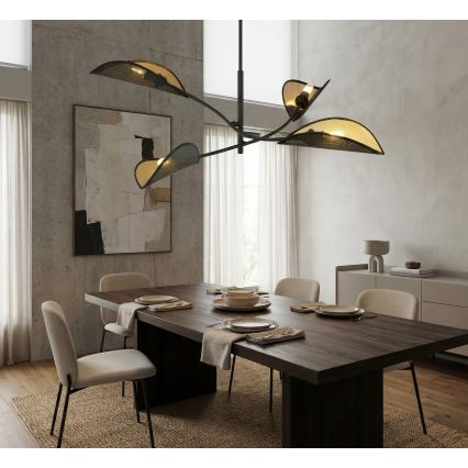 Lustră pe tijă LOTUS 4xE14/10W/230V negru/auriu