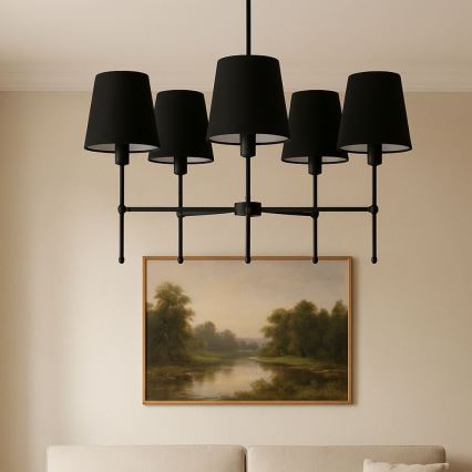 Lustră pe tijă MADELA, 5xE14/40W/230V, negru