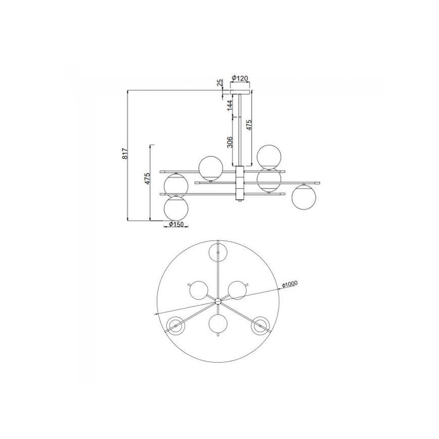 Lustră pe tijă NOSTALGIA 6xE14/40W/230V