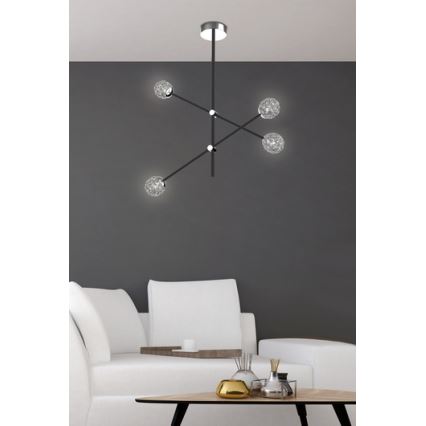 Lustră pe tijă PAKSOS 6xG9/5W/230V neagră