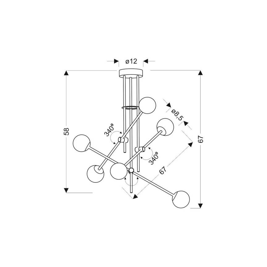 Lustră pe tijă PAKSOS 6xG9/5W/230V neagră