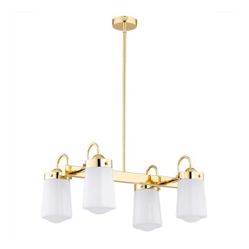 Lustră pe tijă PASADENA 4xE27/15W/230V aurie/albă Argon 1772