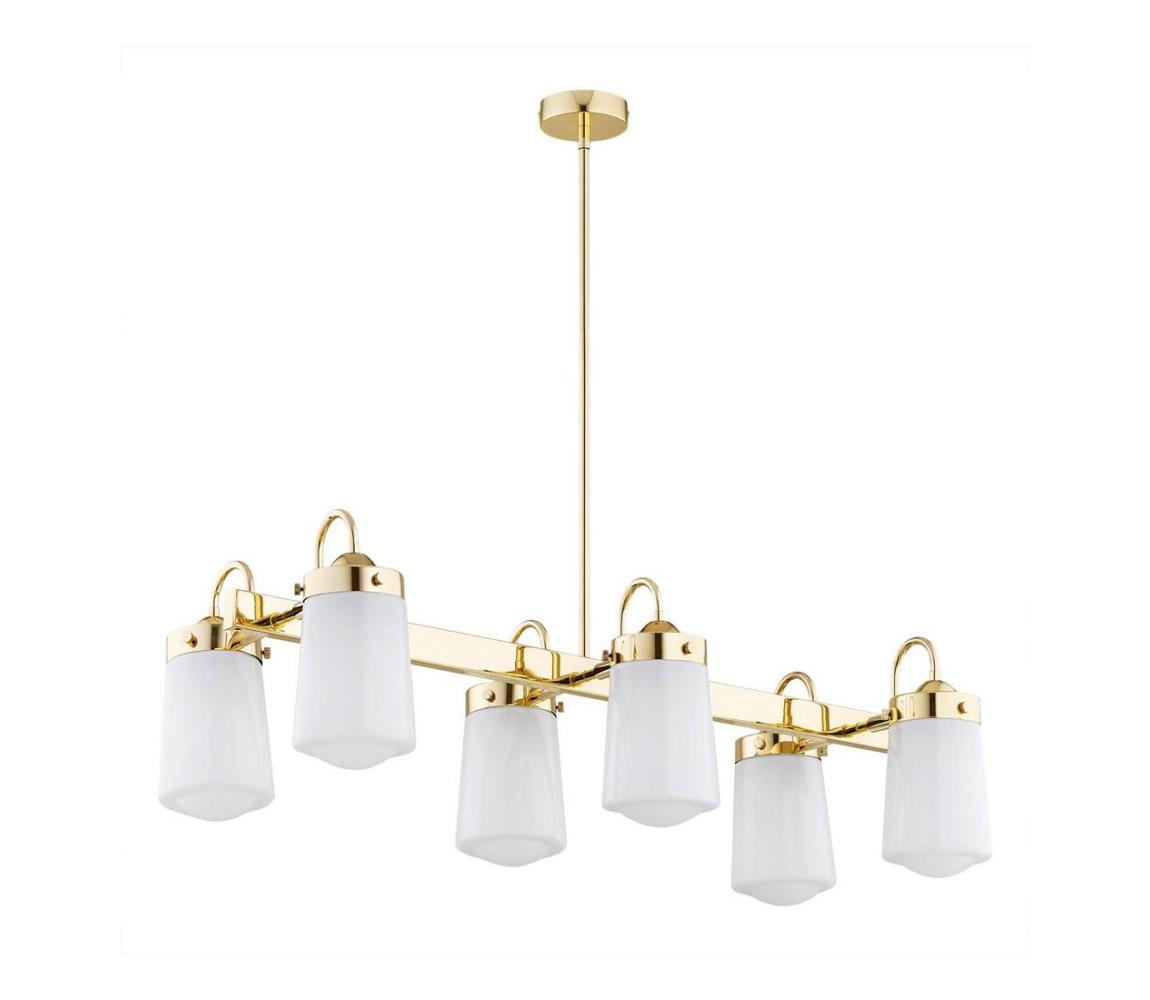 Lustră pe tijă PASADENA 6xE27/15W/230V aurie/albă Argon 2550