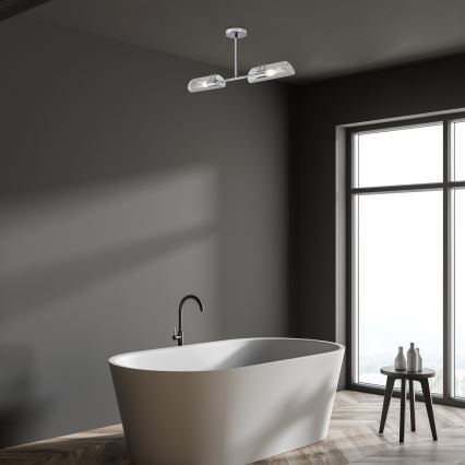 Lustră pe tijă pentru baie Rabalux 2xE14/12W/230V IP44 crom