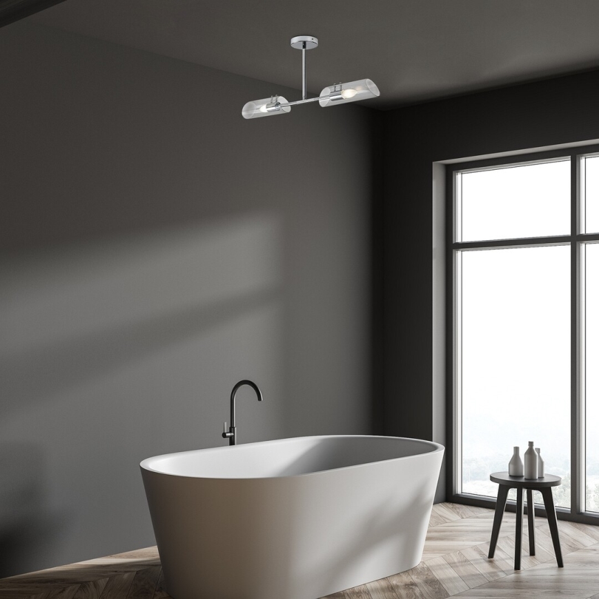 Lustră pe tijă pentru baie Rabalux 2xE14/12W/230V IP44 crom