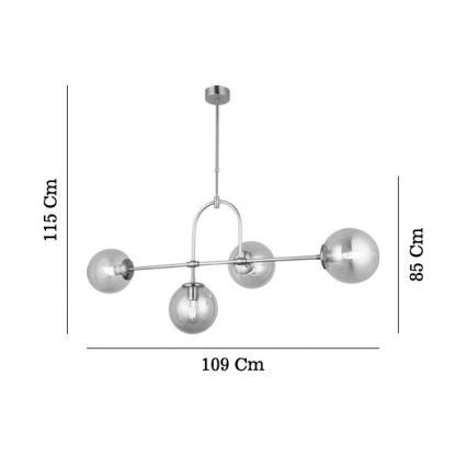 Lustră pe tijă POLINO, 4xE27/40W/230V, finisaj auriu