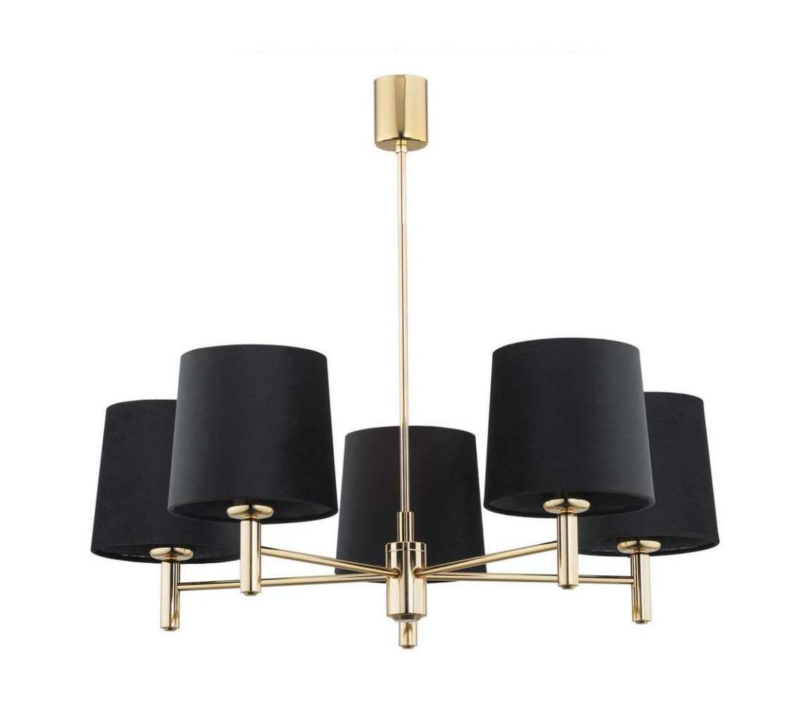 Lustră pe tijă PONTE 5xE27/15W/230V alamă/neagră Argon 2107