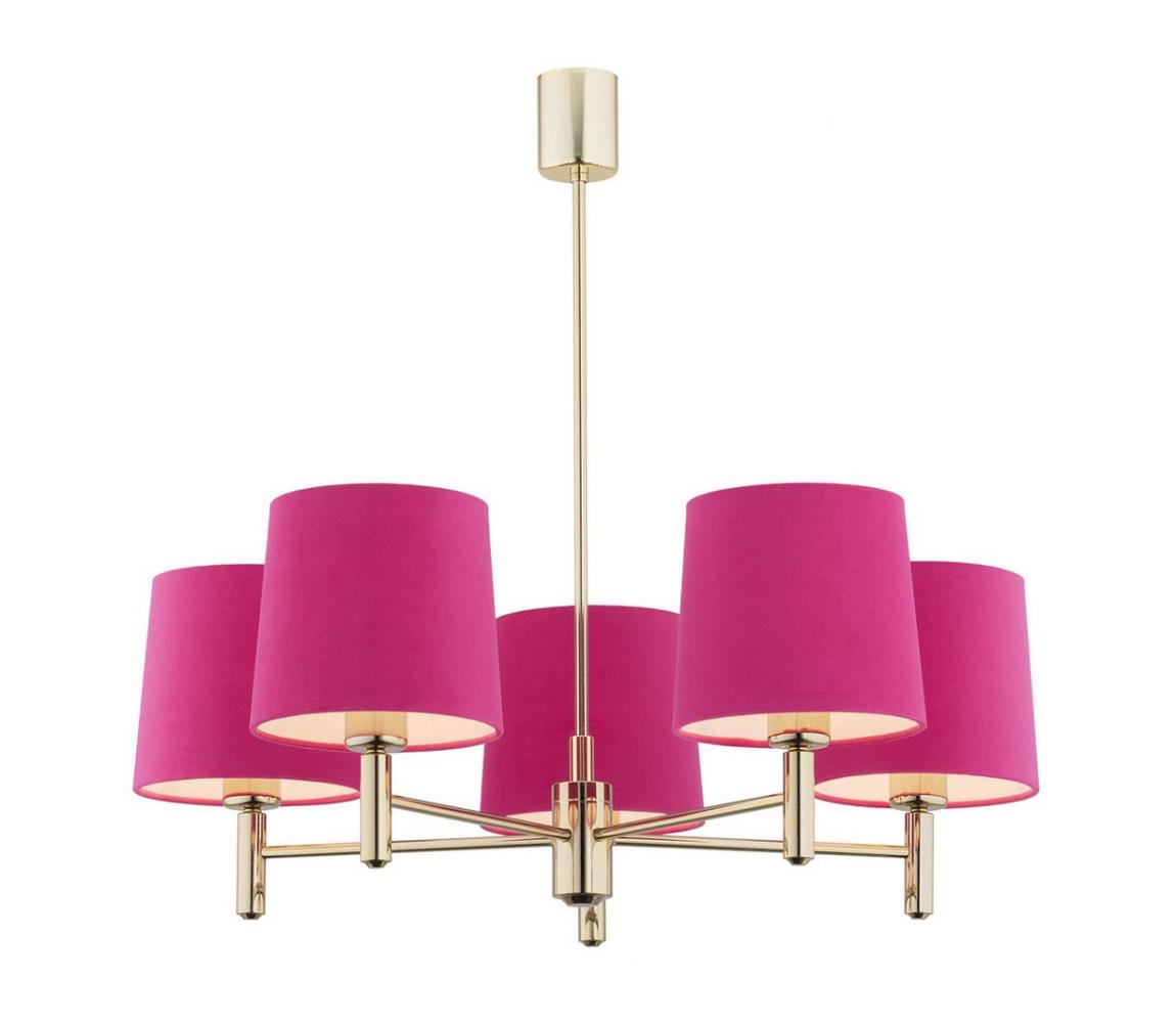 Lustră pe tijă PONTE 5xE27/15W/230V roz/alamă Argon 2089