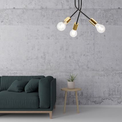 Lustră pe tijă PRIYA 3xE27/15W/230V negru