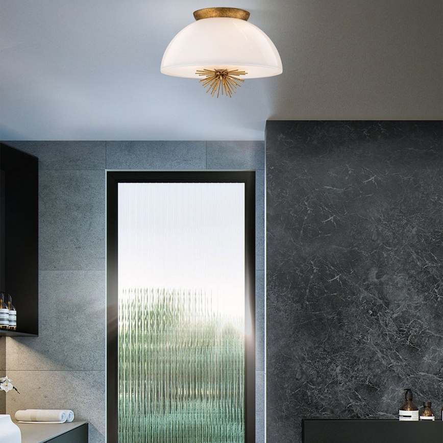 Lustră pe tijă Quoizel STARING 3xE14/40W/230V d. 45,7 cm auriu/patină/alb