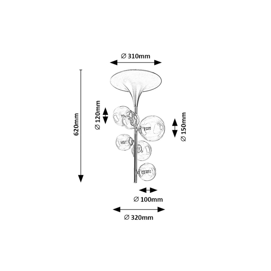 Lustră pe tijă Rabalux 6xG9/28W/230V