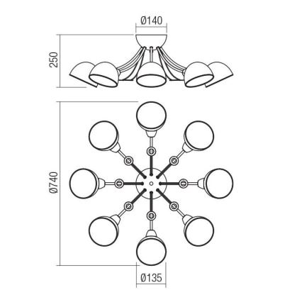 Lustră pe tijă Redo 02-968 SILMA 8xE14/40W/230V