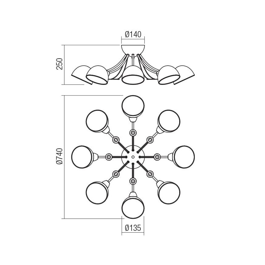 Lustră pe tijă Redo 02-968 SILMA 8xE14/40W/230V