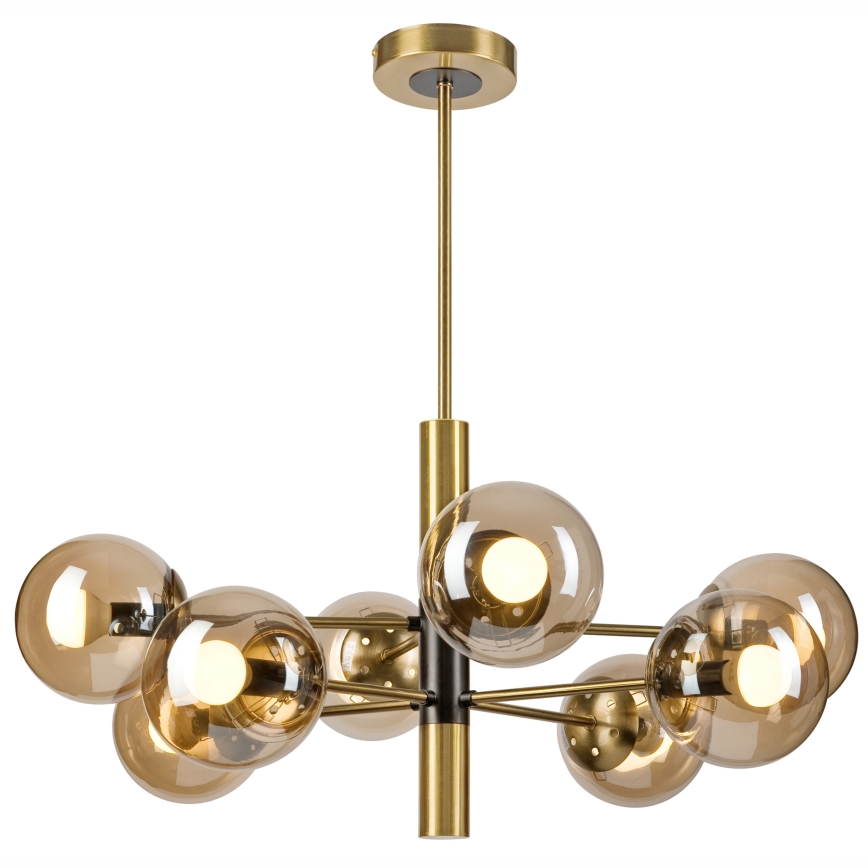 Lustră pe tijă ROLLO 8xE14/5W/230V auriu/fumuriu