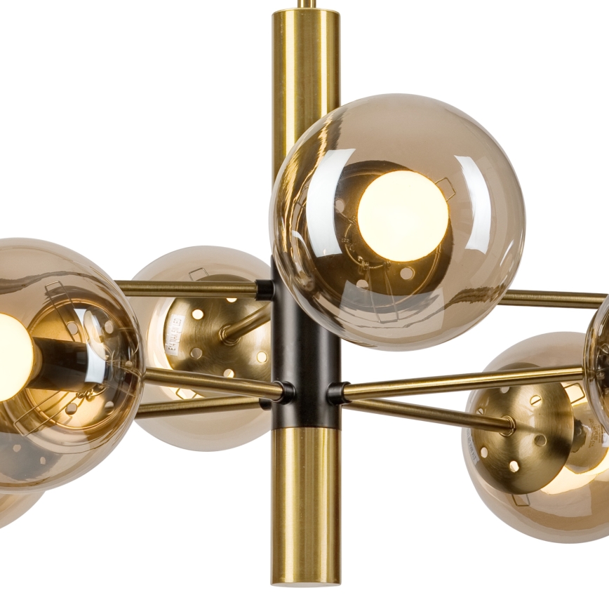 Lustră pe tijă ROLLO 8xE14/5W/230V auriu/fumuriu