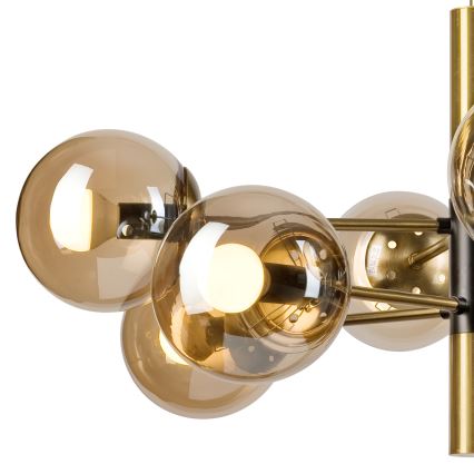 Lustră pe tijă ROLLO 8xE14/5W/230V auriu/fumuriu