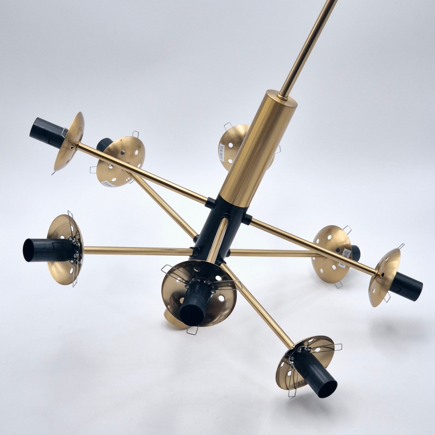 Lustră pe tijă ROLLO 8xE14/5W/230V auriu/fumuriu