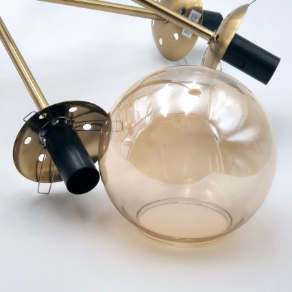 Lustră pe tijă ROLLO 8xE14/5W/230V auriu/fumuriu