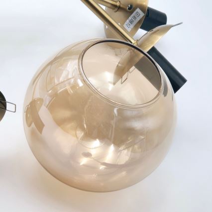 Lustră pe tijă ROLLO 8xE14/5W/230V auriu/fumuriu