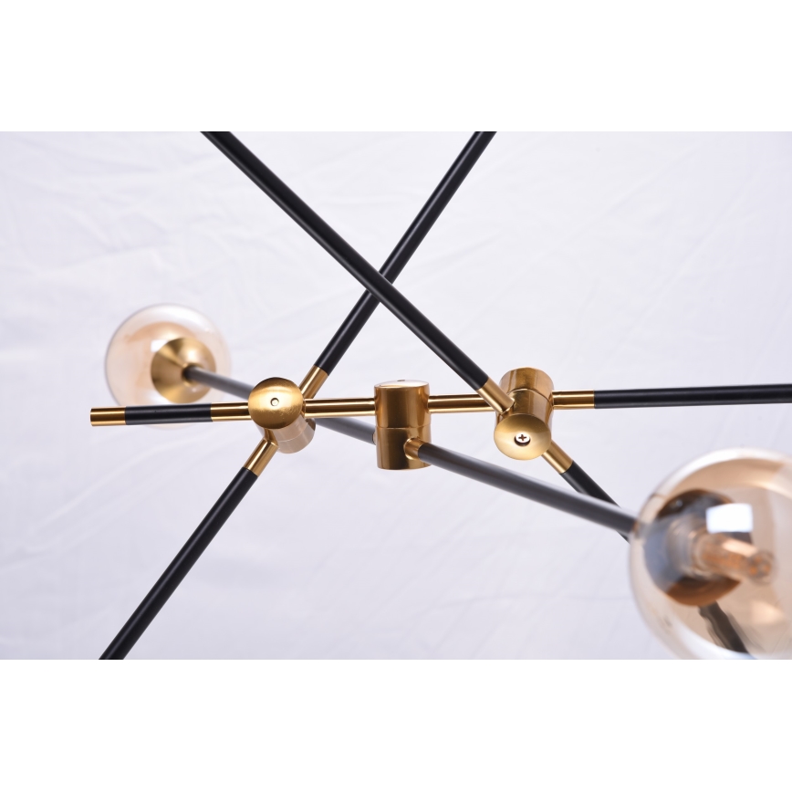 Lustră pe tijă SOLEN 6xG9/30W/230V neagră/aurie Azzardo AZ4700