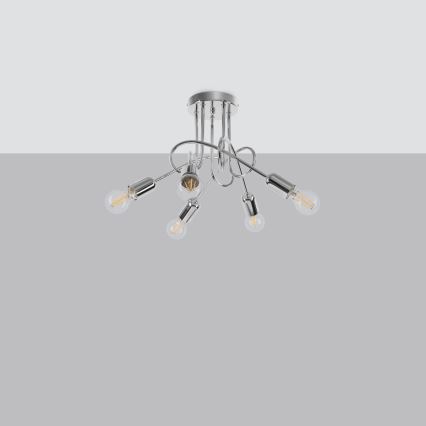 Lustră pe tijă LOOP 5xE27/15W/230V crom