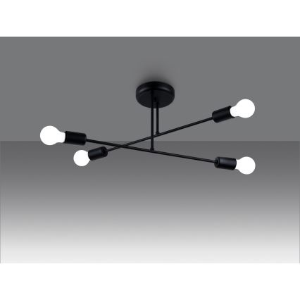 Lustră pe tijă NORAH 4xE27/15W/230V negru