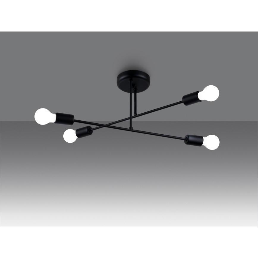 Lustră pe tijă NORAH 4xE27/15W/230V negru