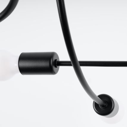 Lustră pe tijă LEVAR 6xE27/15W/230V negru