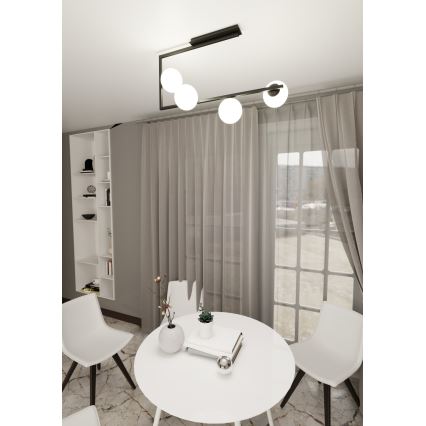 Lustră pe tijă SOMA 4xE14/10W/230V negru/alb