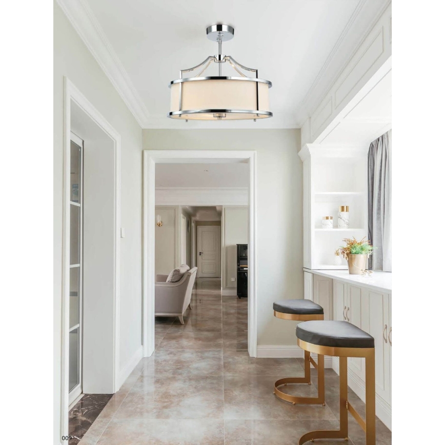 Open Design OR80872 - Lustră pe tijă STANZA 4xE27/15W/230V Ø 55 cm crom lucios/alb