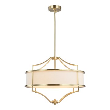 Lustră pe tijă STESSO, 4xE27/15W/230V, Ø 55 cm, alamă/alb - Open Design OR80933