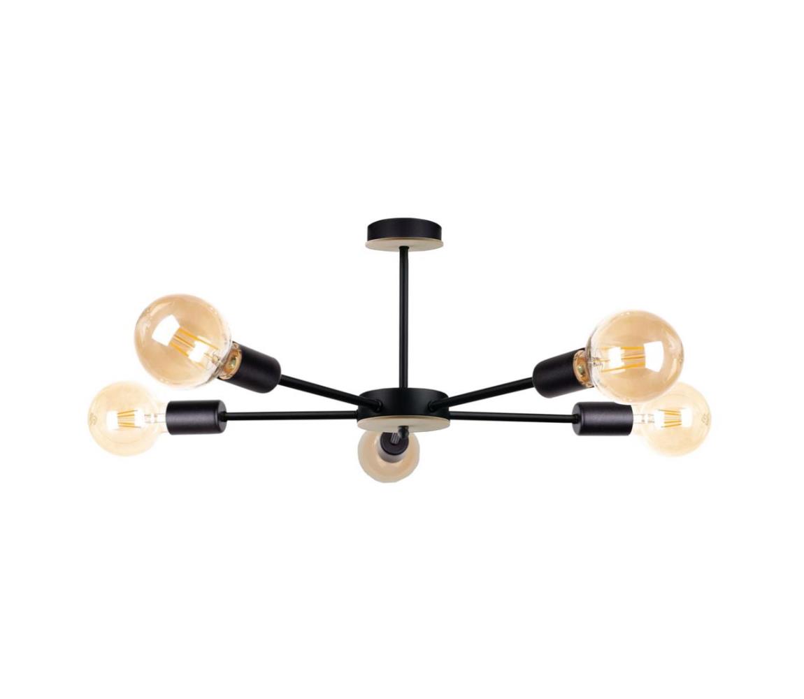 Lustră pe tijă SUNA WOOD 5xE27/60W/230V neagră/maro