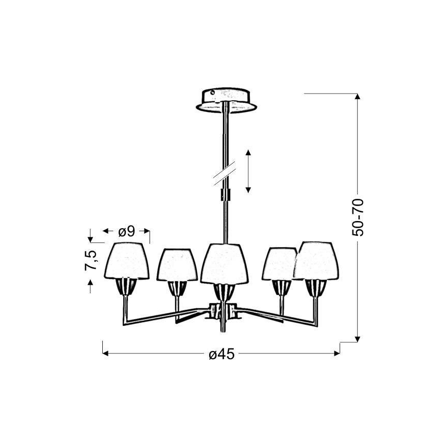 Lustră pe tijă TOGO 5xG9/40W/230V crom mat/alb