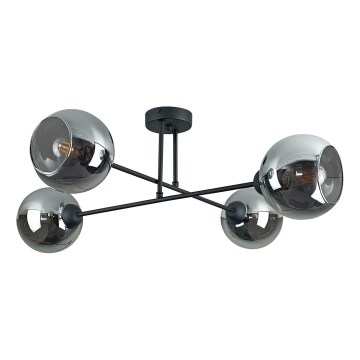 Lustră pe tijă VASCO 4xE27/60W/230V negru/negru fumuriu