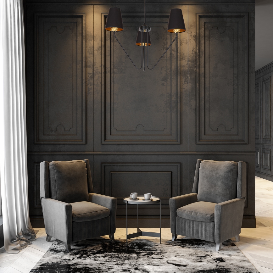 Lustră pe tijă VICTORIA 3xE27/60W/230V negru