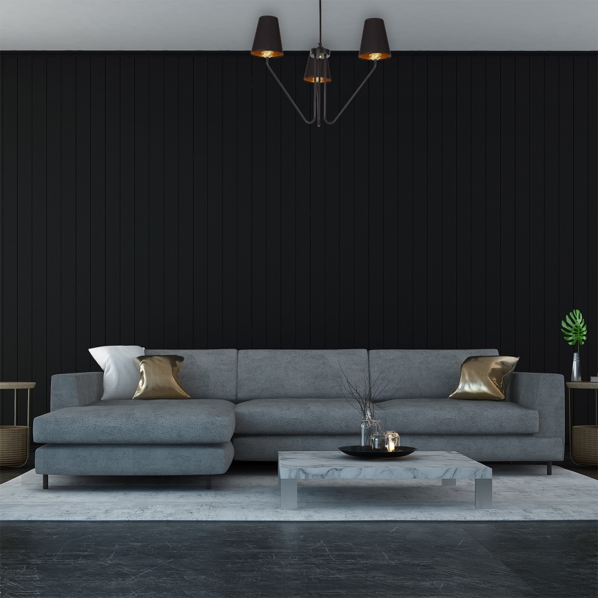 Lustră pe tijă VICTORIA 3xE27/60W/230V negru