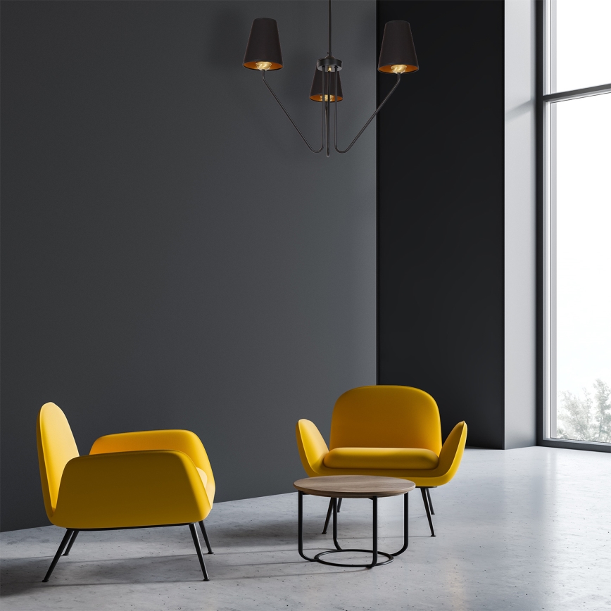 Lustră pe tijă VICTORIA 3xE27/60W/230V negru