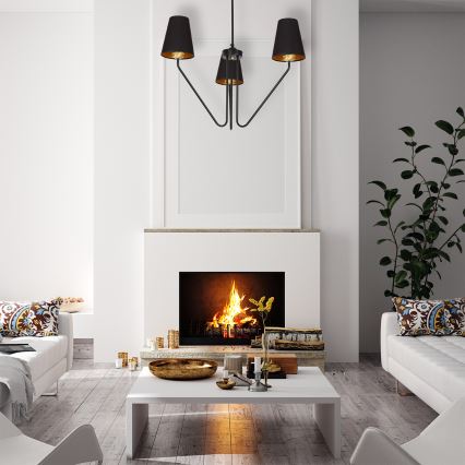 Lustră pe tijă VICTORIA 3xE27/60W/230V negru