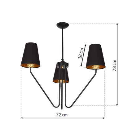 Lustră pe tijă VICTORIA 3xE27/60W/230V negru