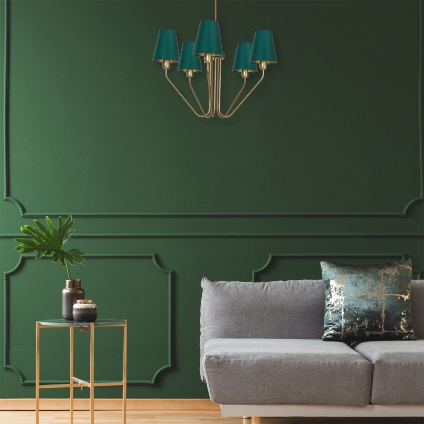 Lustră pe tijă VICTORIA 5xE27/60W/230V verde