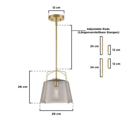 Lustră pe tijă Westinghouse 61251 HALLEIN 1xE27/60W/230V