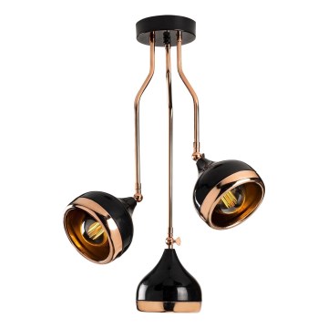 Lustră pe tijă YILDO, 3xE27/40W/230V, negru/cupru