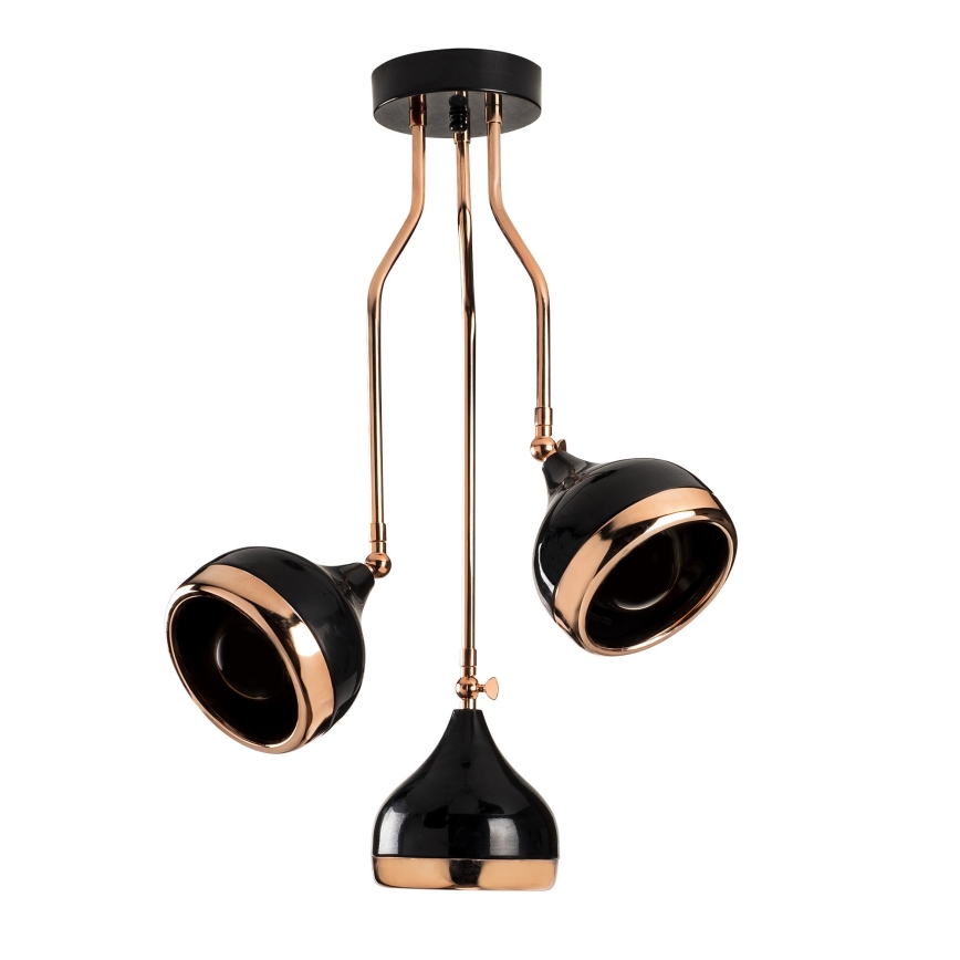 Lustră pe tijă YILDO, 3xE27/40W/230V, negru/cupru