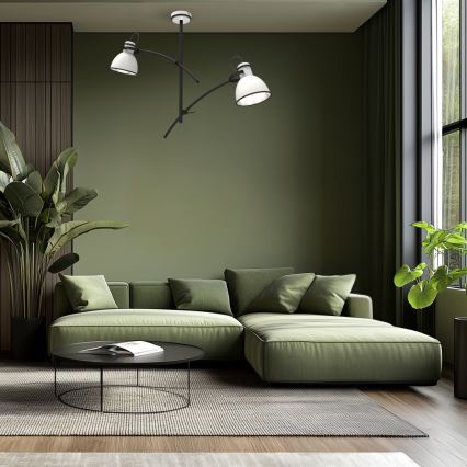 Lustră pe tijă ZUMBA 2xE27/60W/230V alb/negru