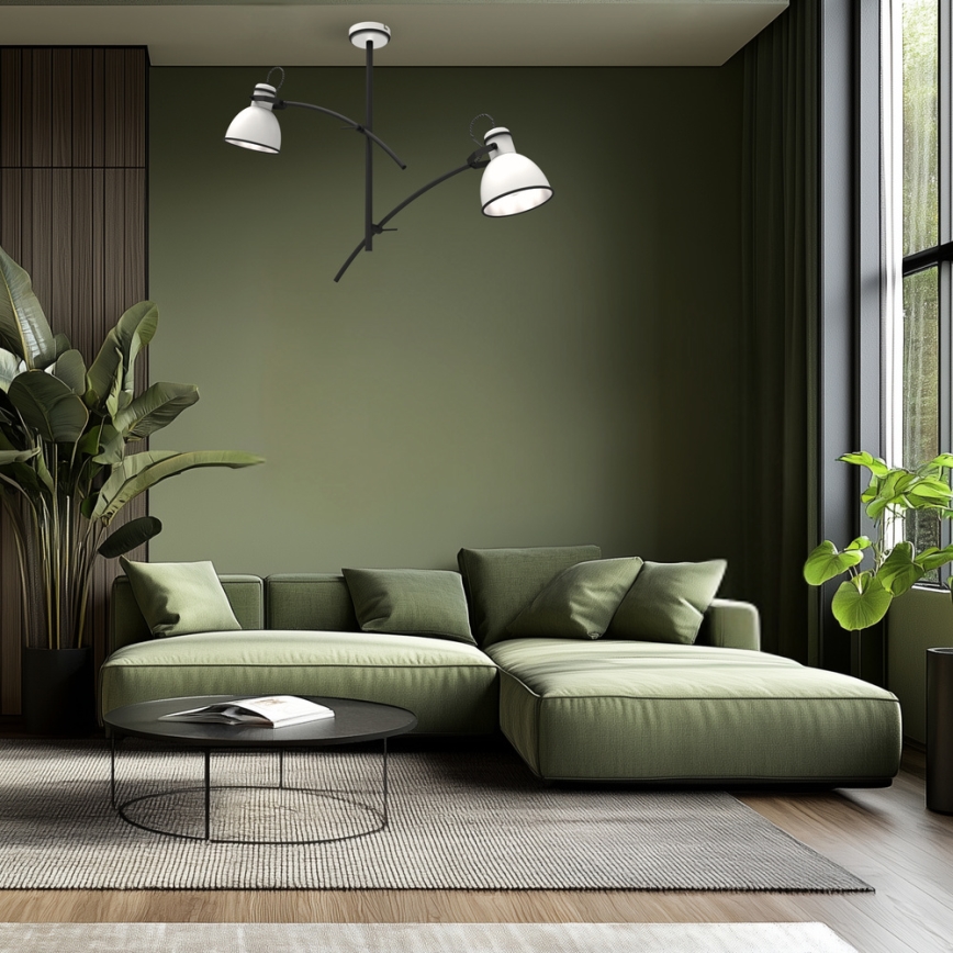 Lustră pe tijă ZUMBA 2xE27/60W/230V alb/negru