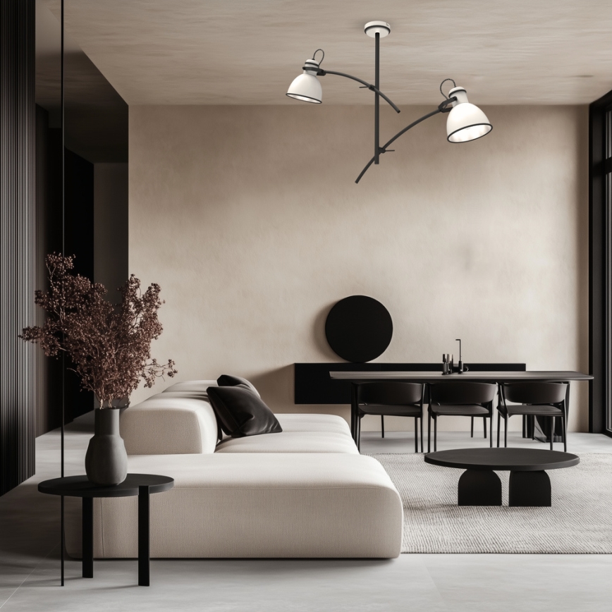 Lustră pe tijă ZUMBA 2xE27/60W/230V alb/negru