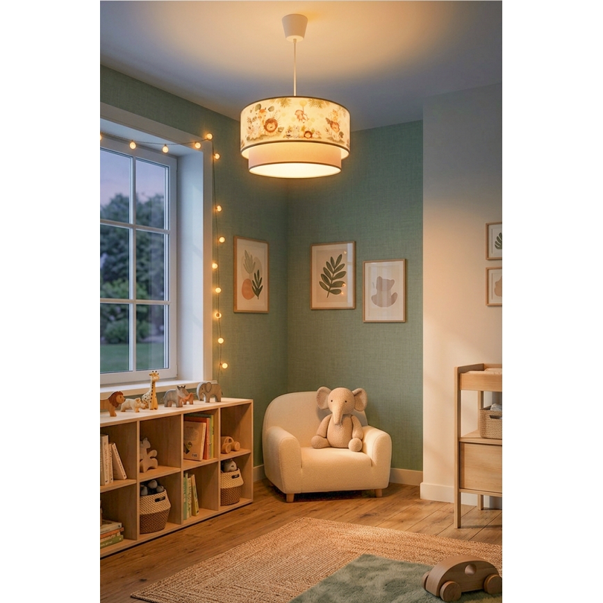 Brilagi - Lustră LED pentru copii cu cablu BOBO 1xE27/60W/230V Ø 40 cm crem/verde/junglă